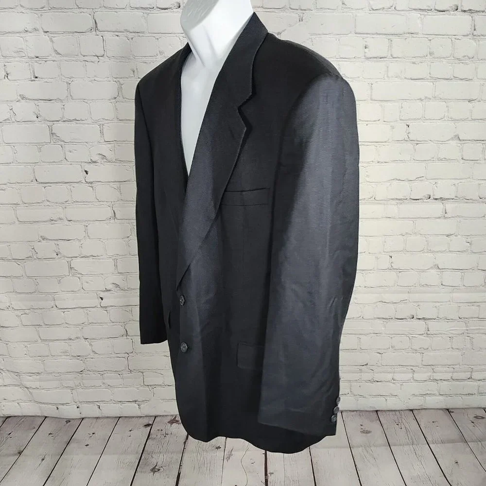 Louis Roth Single Breasted Birds Eye Knit Navy Three Button Mens Blazer Size 44R